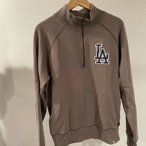 LA Dodgers Grey Quarter Zip Pullover Sweatshirt Size L